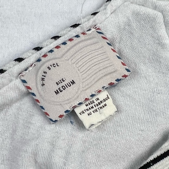 Anthropology White Black Strip Postage Stamp 9-H15 STCL A-Line Scoop Dress Sz:M - Picture 11 of 12